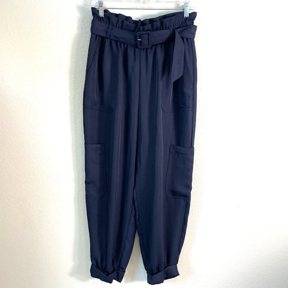 Express Womens Medium Navy Super High Rise Cargo Jogger Pants Pull On